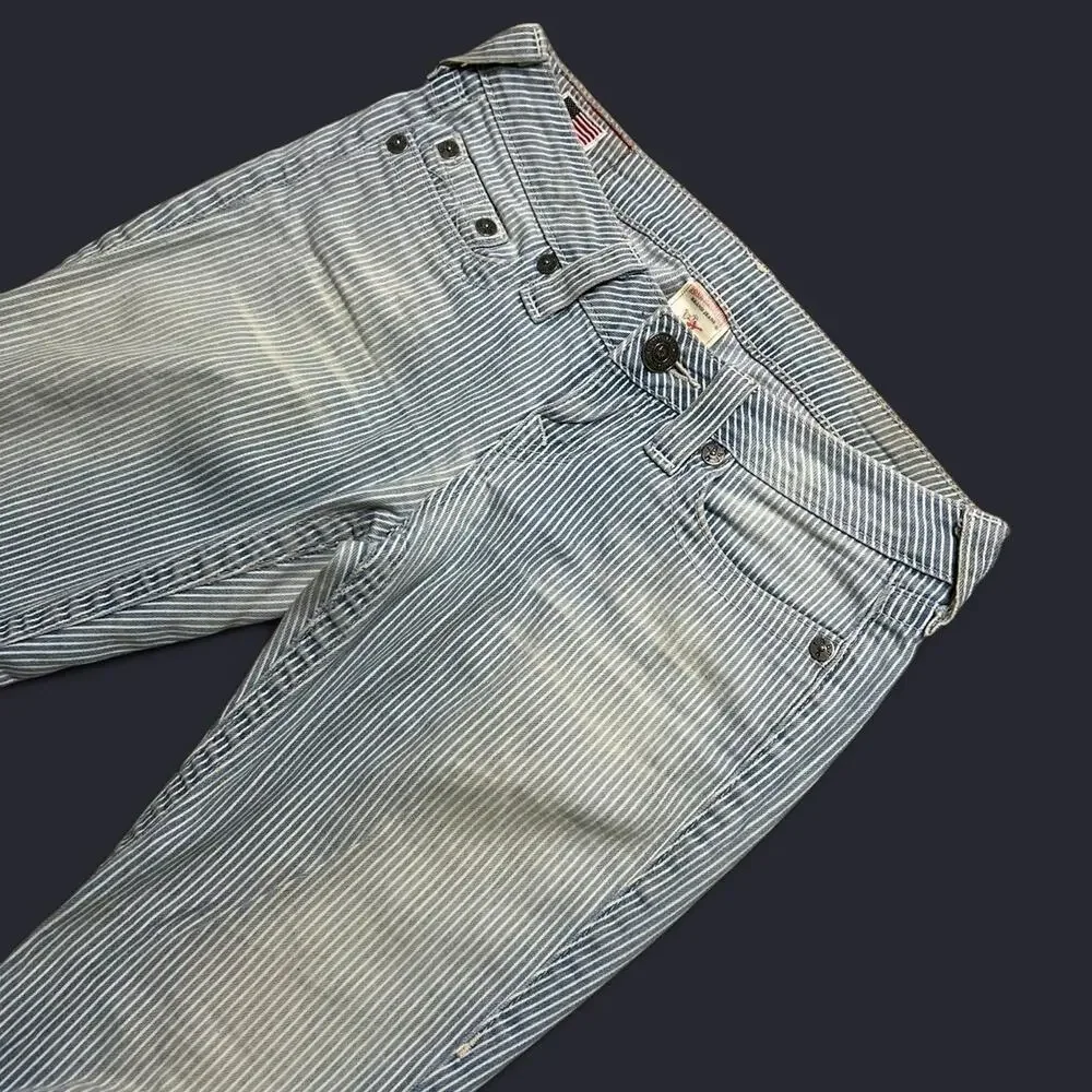 True Religion Women’s White‎ & Blue Capri Crop Pants - 26